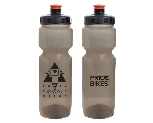 Фляга 0,8 Pridebikes GBT-558LBC Born to grind, димчаста з чорним