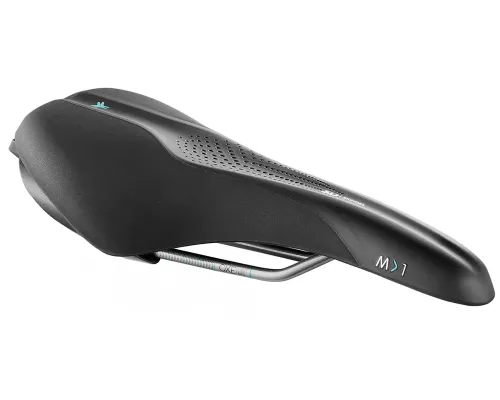 Сідло Selle Royal SCIENTIA M1 Moderate, 3D skingel, оббивка Black Gummy/Black mokka, 289х141мм, 425г, рейли сталь + Curva suspension, unisex, чорне
