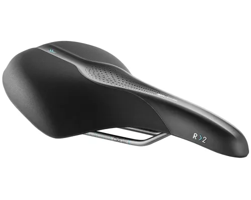 Сідло Selle Royal SCIENTIA R2 Relaxed, 3D skingel, оббивка Black Gummy/Black mokka, 289х196мм, 485г, рейли сталь + Curva suspension, unisex, чорне