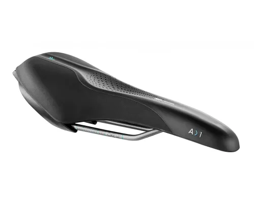 Сідло Selle Royal SCIENTIA A1 Athletic, 3D skingel, оббивка Black Gummy/Black mokka, 289х127мм, 380г, рейли сталь + Curva suspension, unisex, чорне