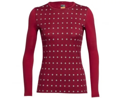 Футболка довгим рукавом Icebreaker, Oasis LS Crewe Align, oxblood/snow, M