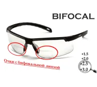 Біфокальні захисні окуляри Pyramex Ever-Lite Bifocal (clear +1.5) H2MAX Anti-Fog, біфокальні прозорі з діоптріями (PM-EV15-CL1M)
