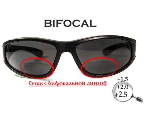 Біфокальні поляризаційні захисні окуляри 3в1 BluWater Winkelman-2 (+2.5) Polarize (gray) сірі