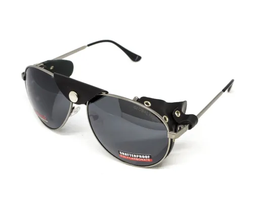 Окуляри захисні Global Vision Aviator-3 (gray), сірі зі з'ємним ущільнювачем із синтетичної "шкіри"