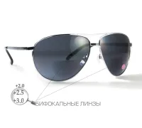 Біфокальні захисні окуляри Global Vision Aviator Bifocal (+3.0) (gray) сірі