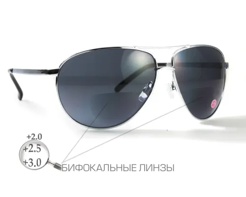 Біфокальні захисні окуляри Global Vision Aviator Bifocal (+3.0) (gray) сірі