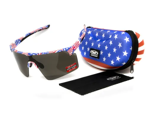 Окуляри захисні Global Vision Onyx USA Flag (gray), сірі в оправі прапор США