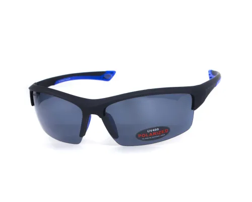 Окуляри поляризаційні BluWater Daytona-1 Polarized (gray) сірі у чорно-синій оправі