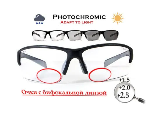 Біфокальні захисні окуляри Global Vision Hercules-7 Photo. Bif. (+2.5) (clear) прозорі фотохромні