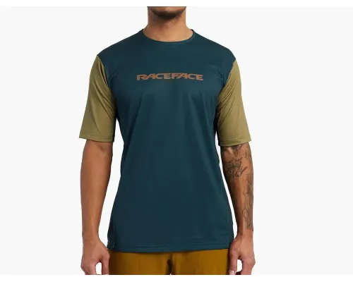 Джерсі RaceFace Indy короткий рукав оливковий/бірюзовий M