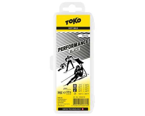 Твердий віск для лиж та сноубордів Toko, Performance black 120 g