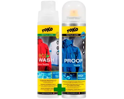 Просочення та прання для одягу Toko, Duo-Pack Textile Proof & Eco Textile Wash, 250ml